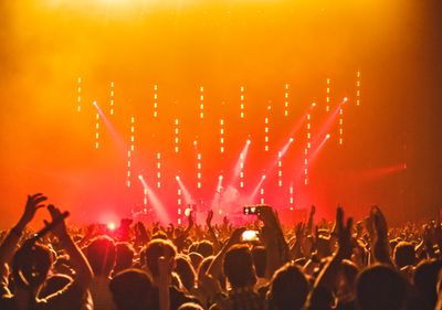 stage with lights and crowd